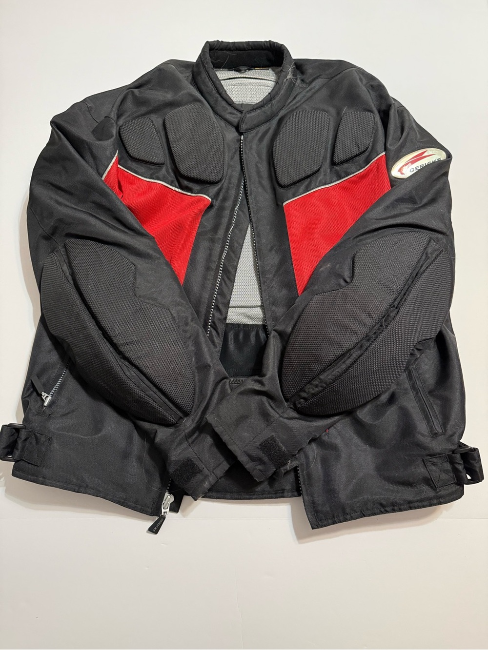 Hein Gericke Safe Armor Padded Motorcycle Jacket Black and Red Size Large Men's